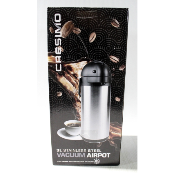 3L NEW STAINLESS STEEL VACUUM AIRPOT COFFEE CARAFE
