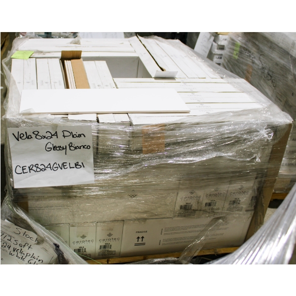 NEW CERATEC VELA 8X24 PLAIN GLOSSY BIANCO TILE