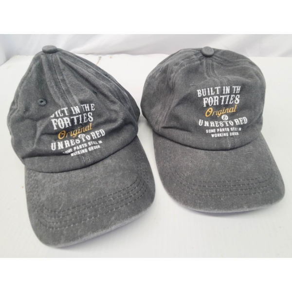 2 NEW "BUILT IN THE FIFTIES" ADJ. BASEBALL CAPS GREY