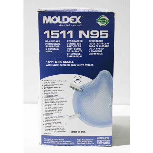 20 MOLDEX 1511 N95 SINGLE USE RESPIRATOR MASK