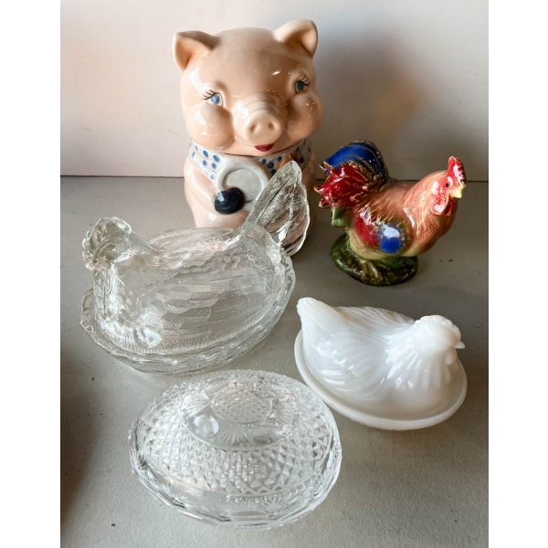 PIG COOKIE JAR - NESTING HEN ETC.