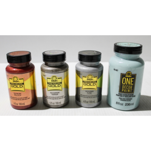 4 FOLKART CRAFT PAINT METALIC & PAINT/SEALER IN ONE