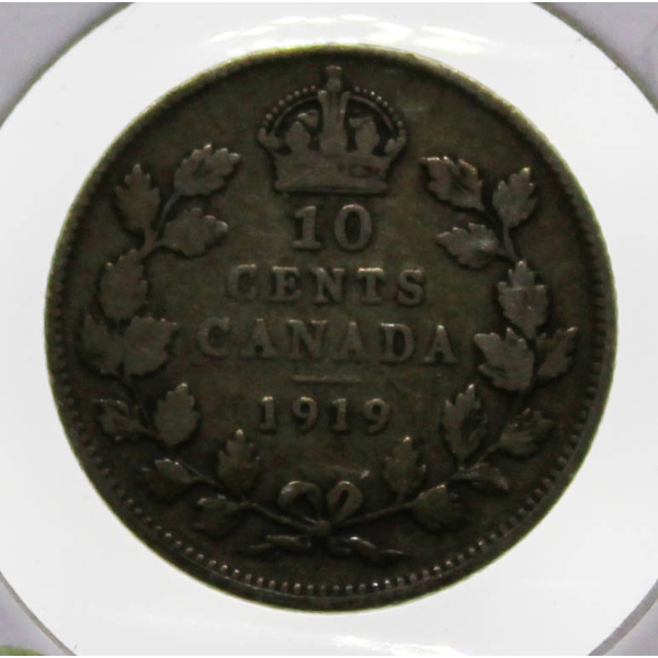 1919 CANADIAN SILVER 10 CENT COIN