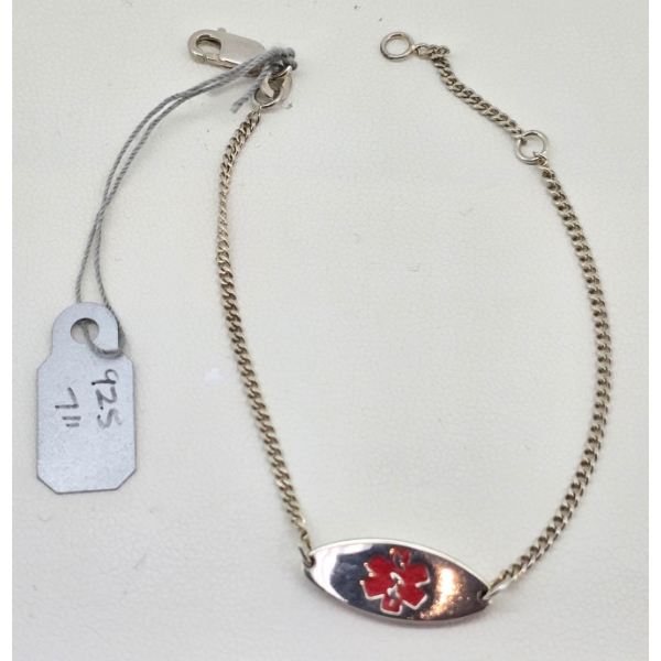 .925 SILVER MEDICAL ALERT 7" BRACELET 