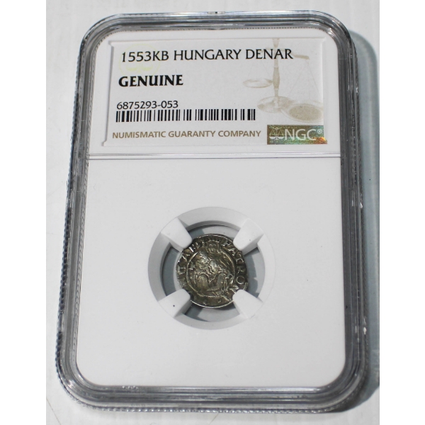 1553 HUNGARIAN DENAR CERTIFIED SILVER COIN