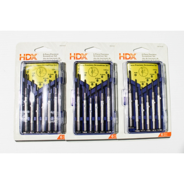 3 X 6PC NEW HDX PRECISION SCREWDRIVER SET