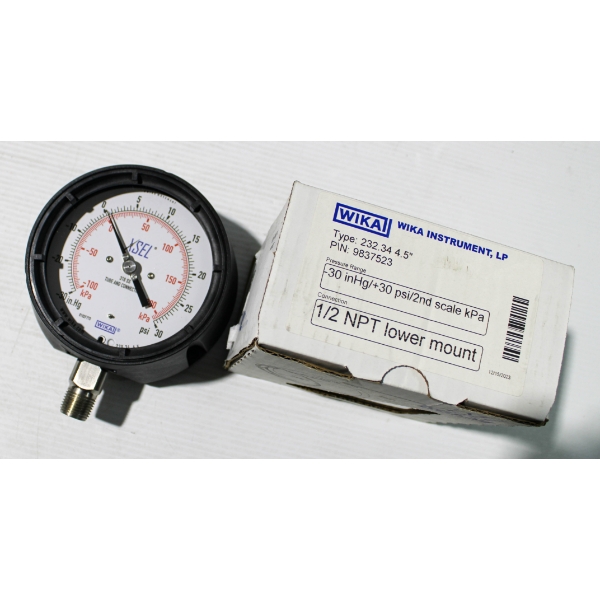 NEW WIKA XSEL 30PSI 1/2 NPT PRESSURE GAUGE