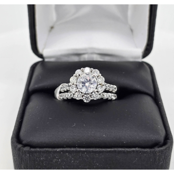 .925 SILVER ENGAGEMENT WEDDING RING SET