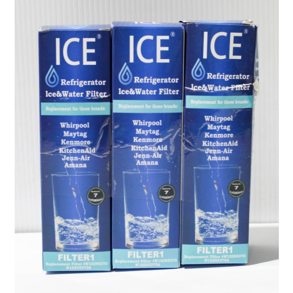 3 REFRIGERATOR ICE/WATER FILTERS - W10295370 W10295370A