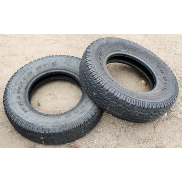 TWO USED GOODYEAR WRANGLER RT/S LT215/85R16 TIRES