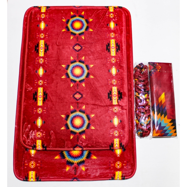 15PC NU TRENDS STARBURST LUXURY BATHROOM SET - RED