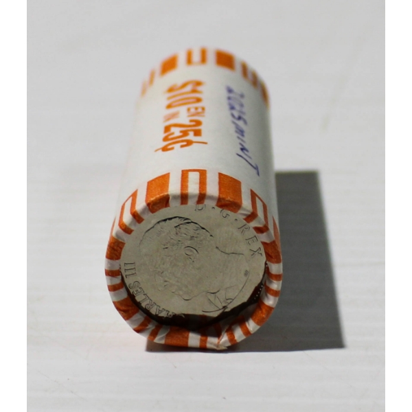 2025 ROLL OF ROYAL CANADIAN MINT 25 CENT COINS