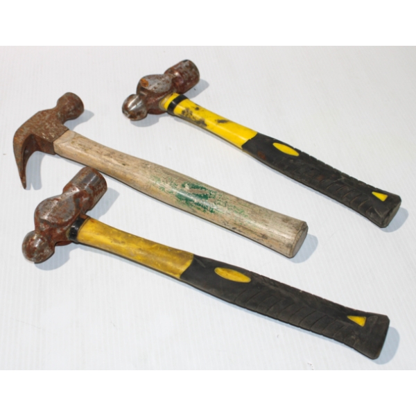 2 BALL PEEN & 1 CLAW HAMMER