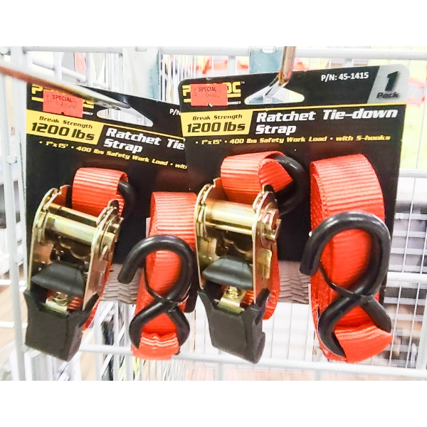 2 X 1200 LB RACHET TIE DOWN STRAPS