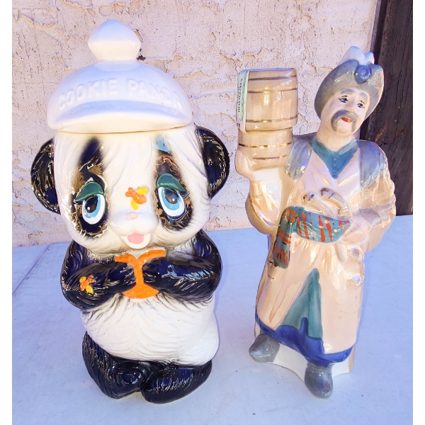 VINTAGE PANDA COOKIE JAR & DECANTER