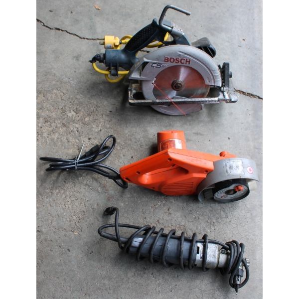 LOT OF ELECTRIC TOOLS - INC. CIRCULAR SAW, WORK WHEEL, ETC.
