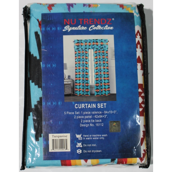 5 PC NEW NU TRENDZ SOUTHWESTERN DESIGN CURTAIN SET