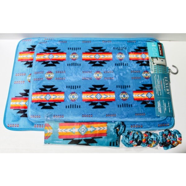 15PC NU TRENDS SOUTHWEST LUXURY BATHROOM SET - BLUE