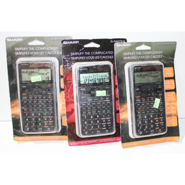3 NEW SHARP SCIENTIFIC CALCULATORS 