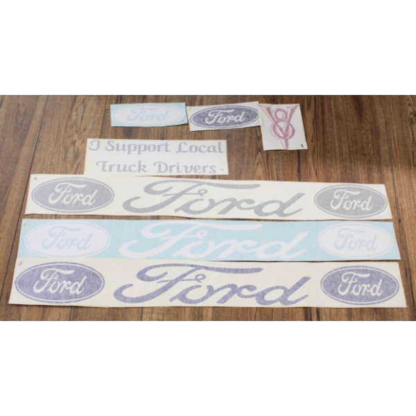 7 TRUCK/WINDOW STICKERS FORD, V8 ETC