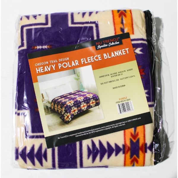NEW NU TRENDZ OREGON TRAIL POLAR FLEECE BLANKET - PURPLE