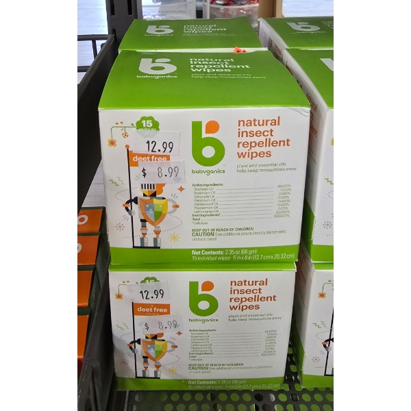 FOUR BOXES OF 15 NATURAL INSECT REPELLENT WIPES