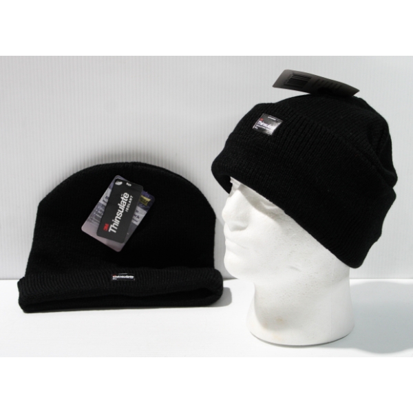 2 THINSULATE TOQUE'S / BEANIE HATS - ADULT BLACK 