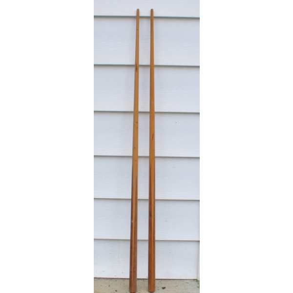 PAIR OF VINTAGE WOODEN POOL CUES