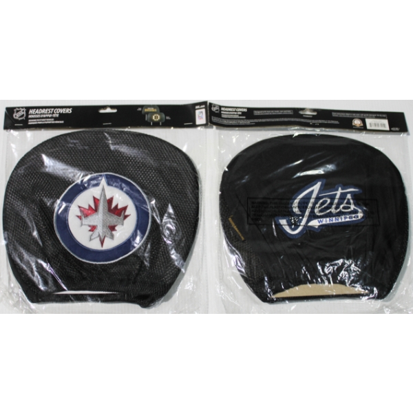 2 FANMATS NHL LICENSED HEADREST COVERS - WINNIPEG JETS