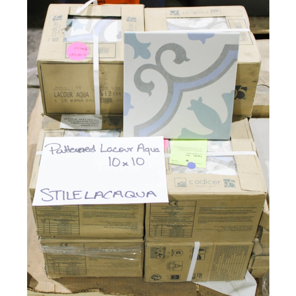 NEW SOMERTILE PATTERNED LACOUR AQUA PORCELAIN TILE