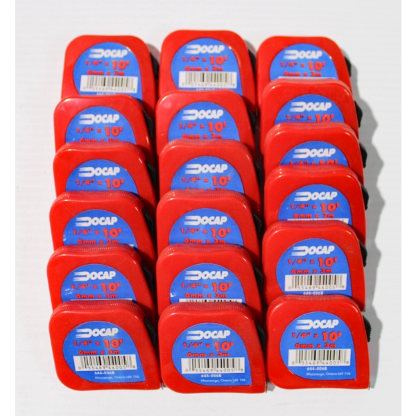 18 NEW DOCAP 1/4" X 10FT TAPE MEASURES