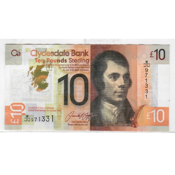 SCOTISH CLYESDALE 10 POUNDS STERLING BANKNOTE