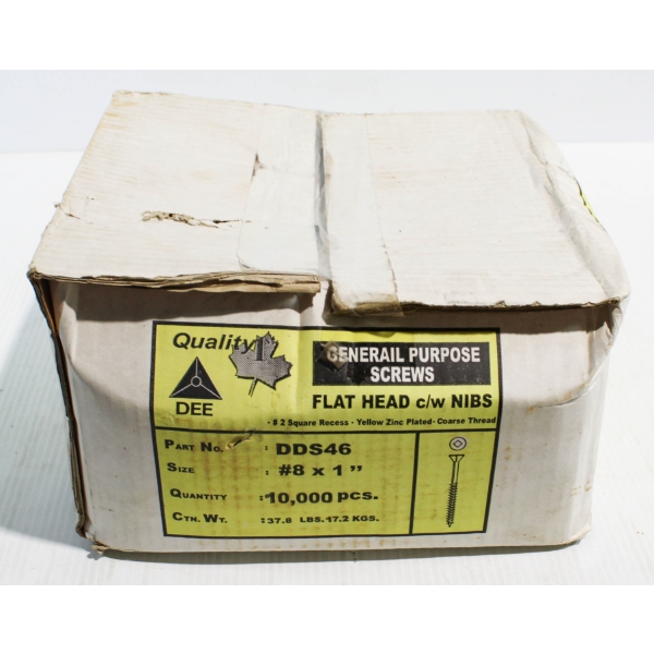 NEW CASE OF #8X1" GENERAL PURPOSE SCREWS 37.8LBS