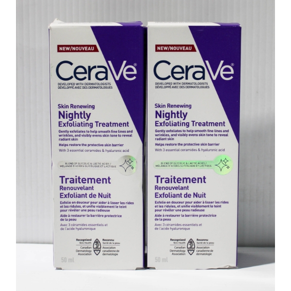 2 CERAVE NIGHTLY SKIN RENEWING EXFOLIATING TREATMENT