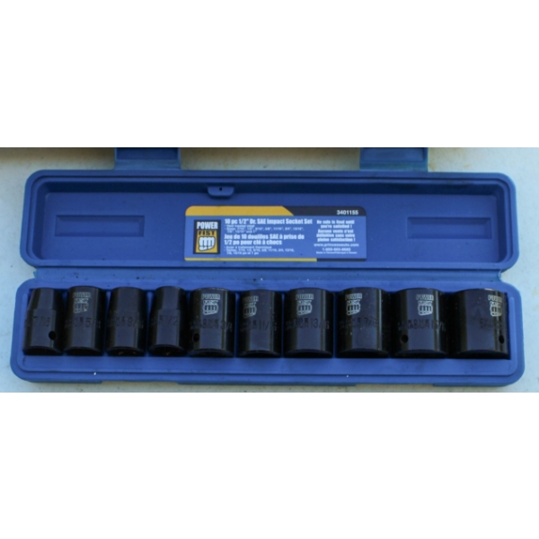 10PC 1/2" DRIVE SAE IMPACT SOCKET SET