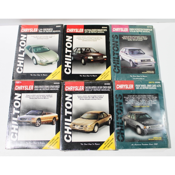 6 CHILTON CHRYSLER AUTO REPAIR MANUALS - 1971-89 ETC.
