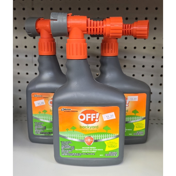 3 JUGS OFF! BACKYARD BUG CONTROL HOSE SPRAYERS 