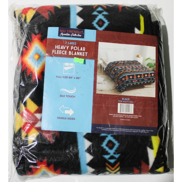 NEW 7 LAKES NU TRENDZ POLAR FLEECE BLANKET - BLK