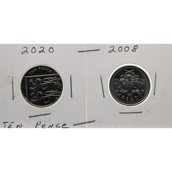 2008 BARBADOS COIN & 2020 TEN PENCE
