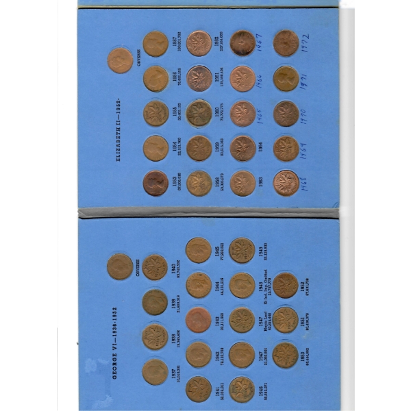 1936-1952 CANADA 37 PENNY COLLECTION W/ BOOK