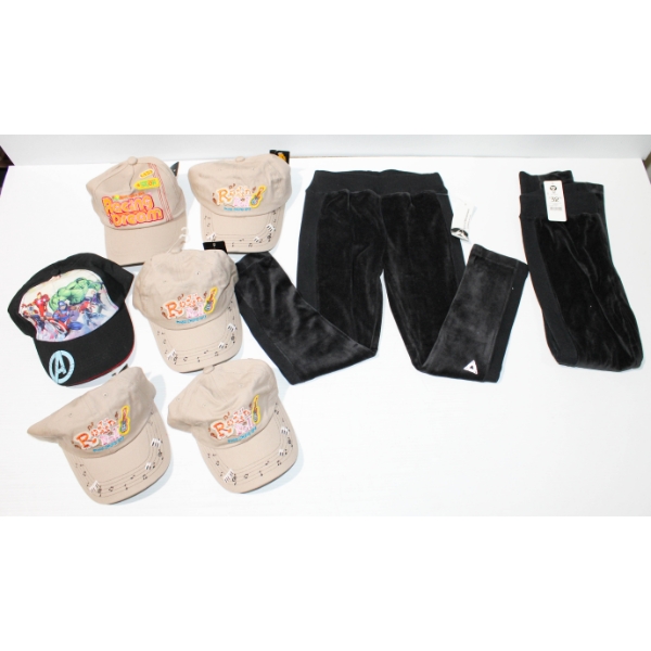 NEW GIRL'S LEGGINGS & ADJ. BASEBALL STYLE HATS