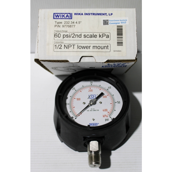 NEW WIKA 60PSI / 2ND SCALE KPA 1/2" NPT PRESSURE GAUGE