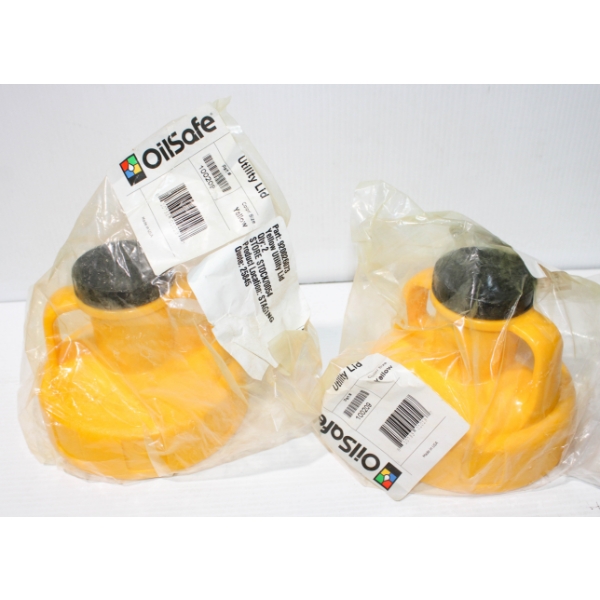 2 NEW OILSAFE YELLOW UTILITY LIDS - 100209