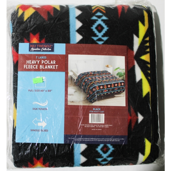 NEW 7 LAKES NU TRENDZ POLAR FLEECE BLANKET - BLK