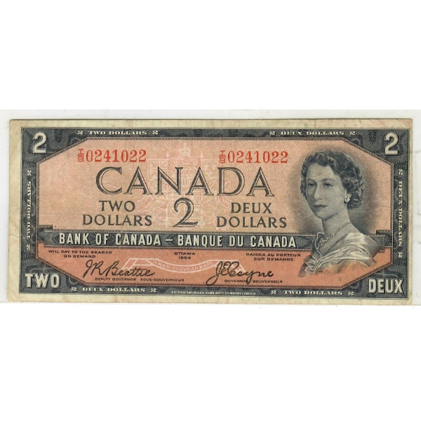 1954 CANADA DEVILS FACE SCARCE $2 BANKNOTE