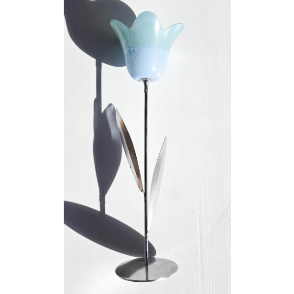ART GLASS FLOWER WITH METAL DECO BASE