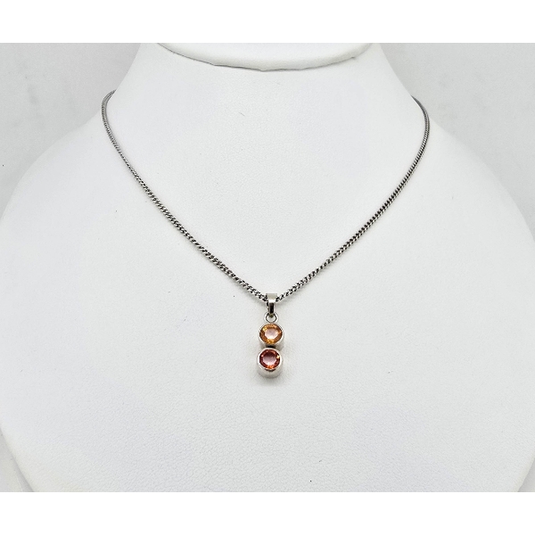 .925 SILVER 22" ORANGE TOPAZ NECKLACE