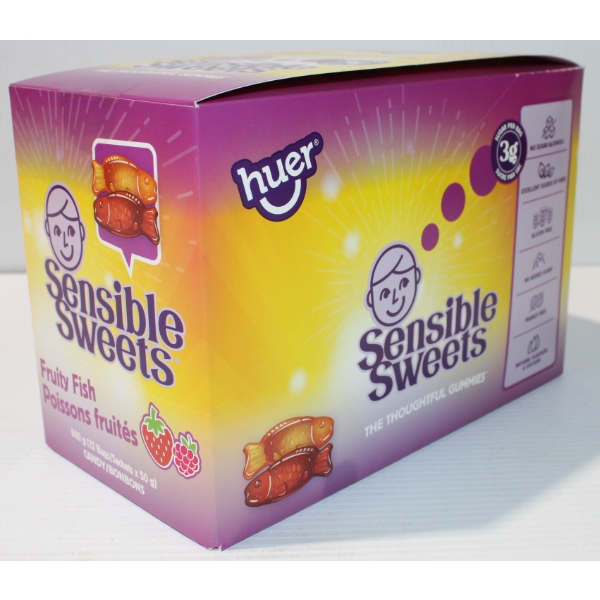12 X 50G SENSIBLE SWEETS FRUITY GUMMY FISH