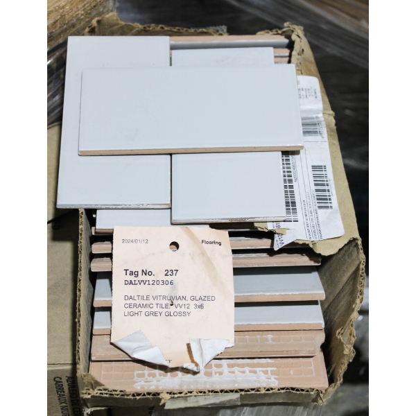 NEW DALTILE VITRUVIAN GLAZED 3X6 LIGHT GLOSSY GREY TILE