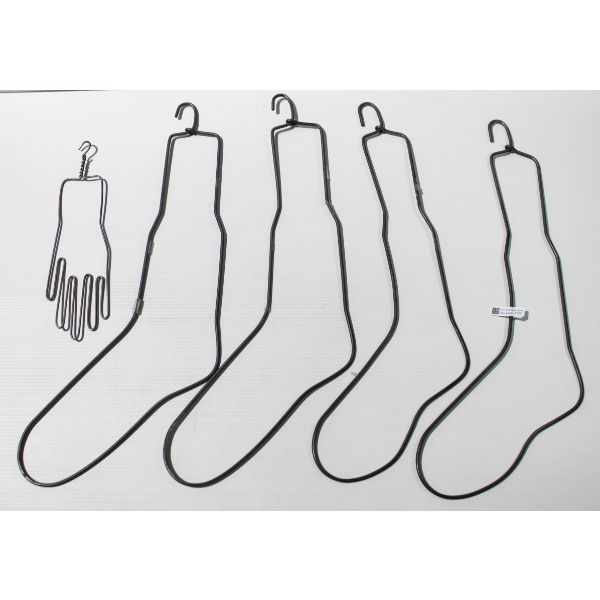 FOUR VINTAGE METAL WIRE SOCK HANGERS + ONE GLOVE